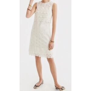 J. Crew Tiered Eyelet Sleeveless Ivory Lace Shift Dress Womens 14 G8475 Coquette